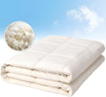 Wool Filled Comforter, 100% Cotton down Alternative Comforter, Embroidery Stitch Quilt Bedding, Made from Sheep Wool, Soft, Reversible, Breathable and Washable, off White, Queen Size