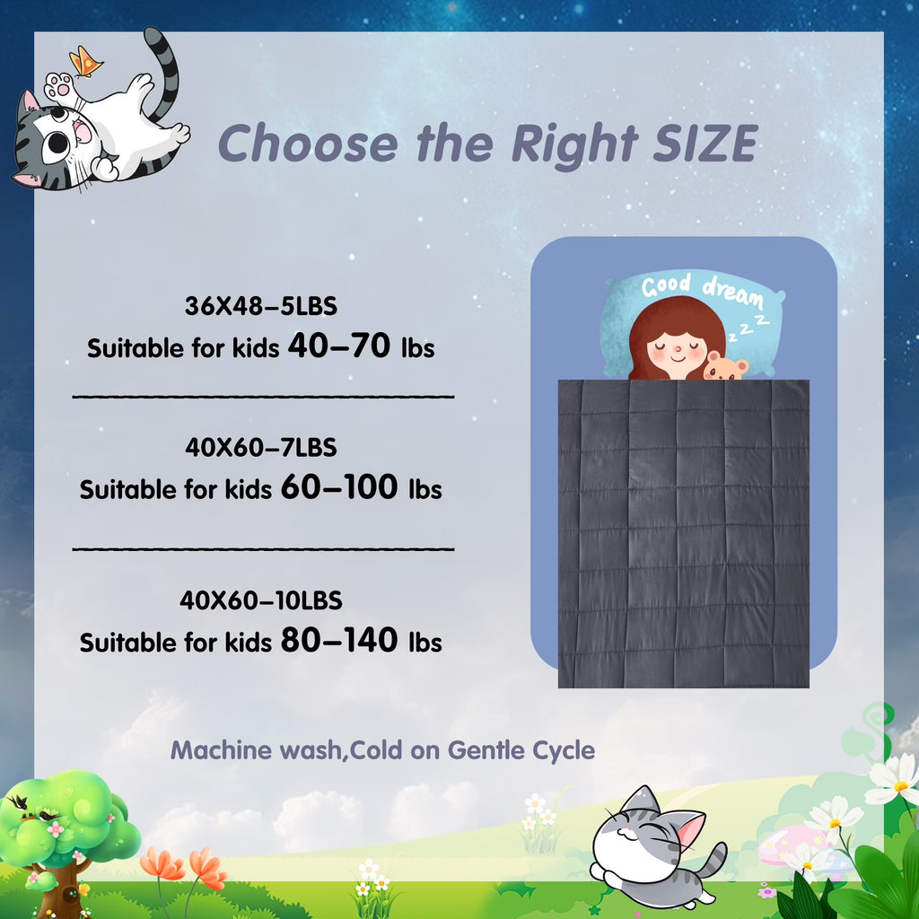 Kids Weighted Blanket 5Lbs, 36.2"X48.2" Toddler Weighted Blanket for Sleep & Calming, Breathable Heavy Blanket for Children, Gray