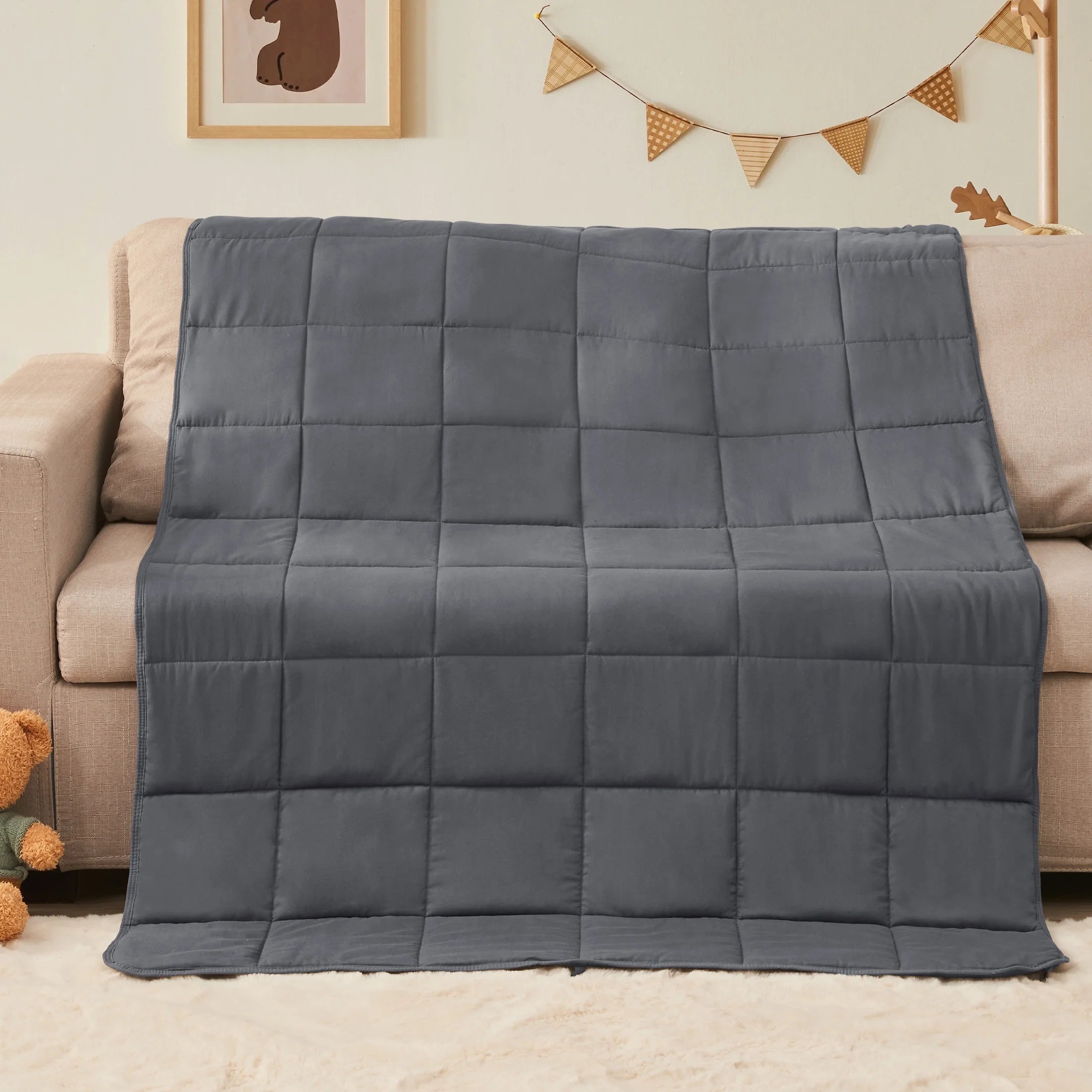 Kids Weighted Blanket 5Lbs, 36.2"X48.2" Toddler Weighted Blanket for Sleep & Calming, Breathable Heavy Blanket for Children, Gray
