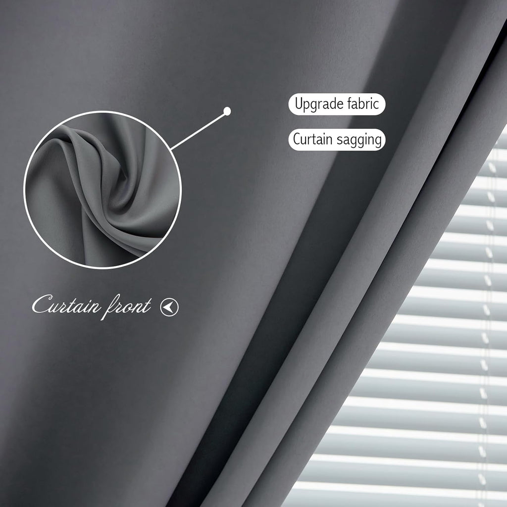 Magic Tape Stick on Curtains Window Shades Pull down Blackout Window Cover Blackout Curtains for Bedroom No Drillng Self Adhesive Curtains No Rod Small Curtain, 35" W X 71" L, Grey, 1 Panel