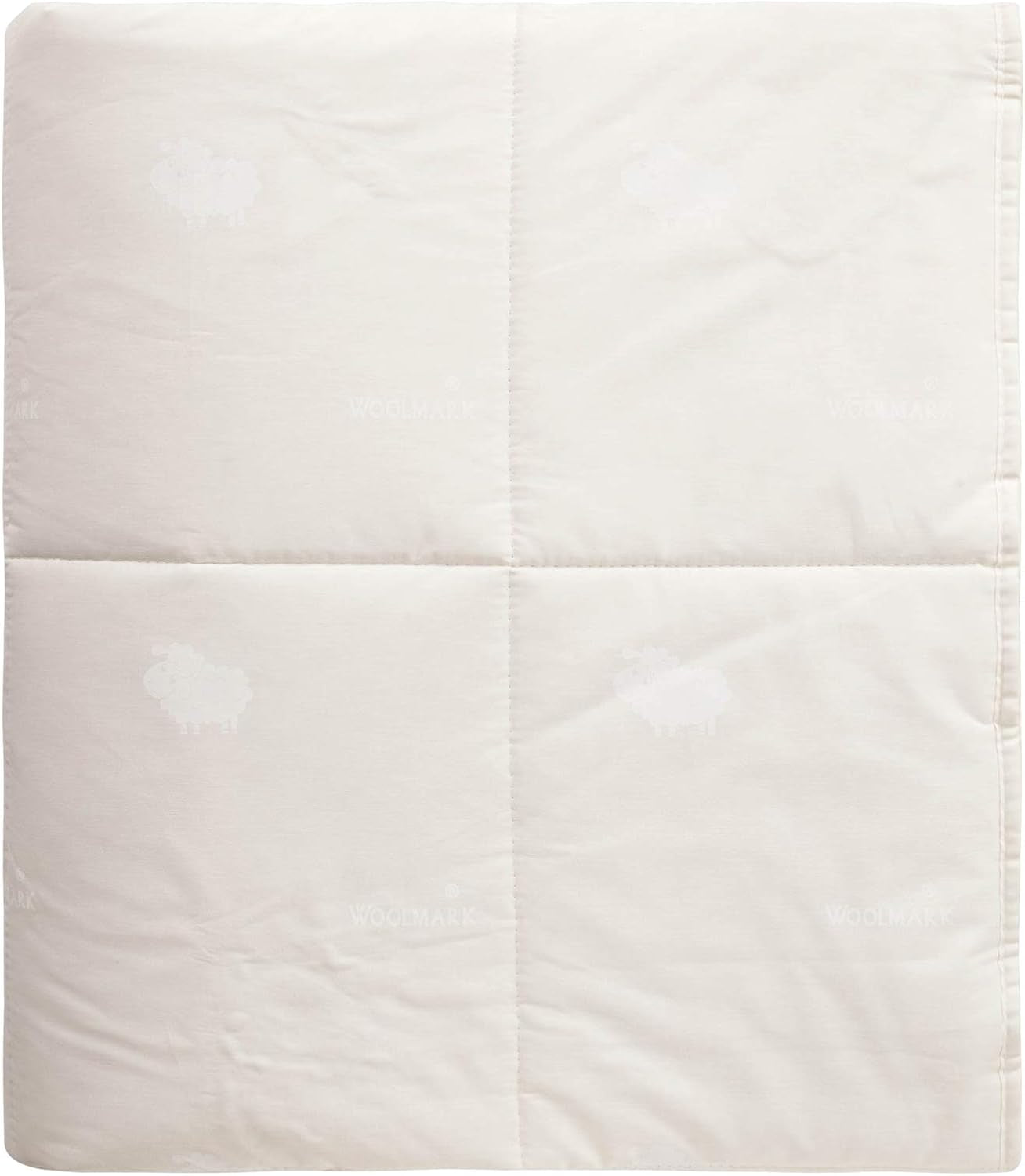 Wool Filled Comforter, 100% Cotton down Alternative Comforter, Embroidery Stitch Quilt Bedding, Made from Sheep Wool, Soft, Reversible, Breathable and Washable, off White, Queen Size