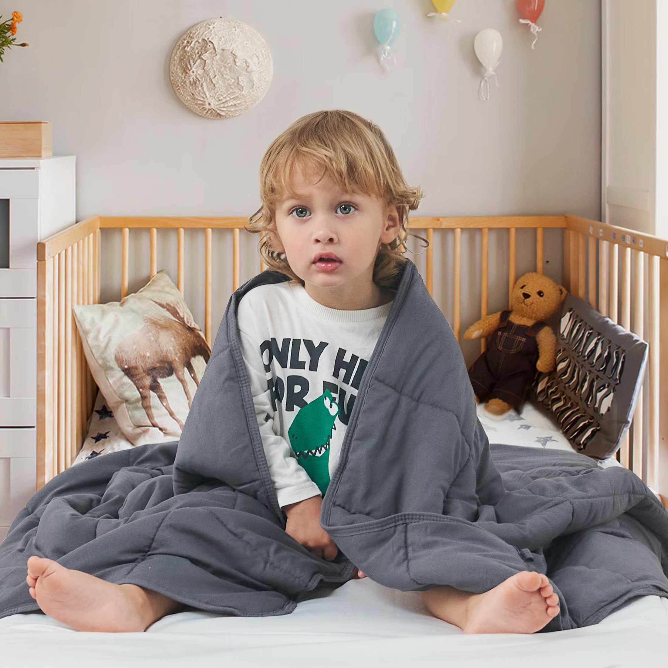 Kids Weighted Blanket 5Lbs, 36.2"X48.2" Toddler Weighted Blanket for Sleep & Calming, Breathable Heavy Blanket for Children, Gray