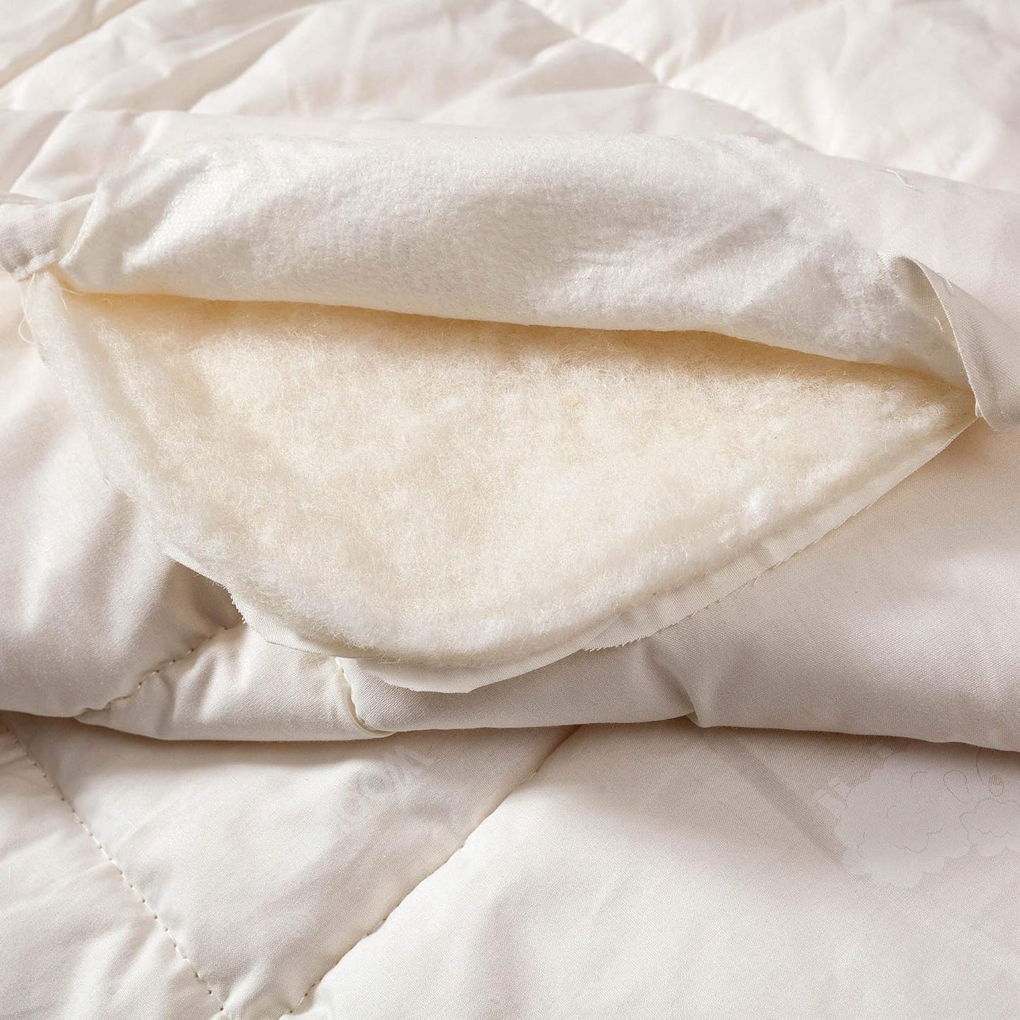 Wool Filled Comforter, 100% Cotton down Alternative Comforter, Embroidery Stitch Quilt Bedding, Made from Sheep Wool, Soft, Reversible, Breathable and Washable, off White, Queen Size