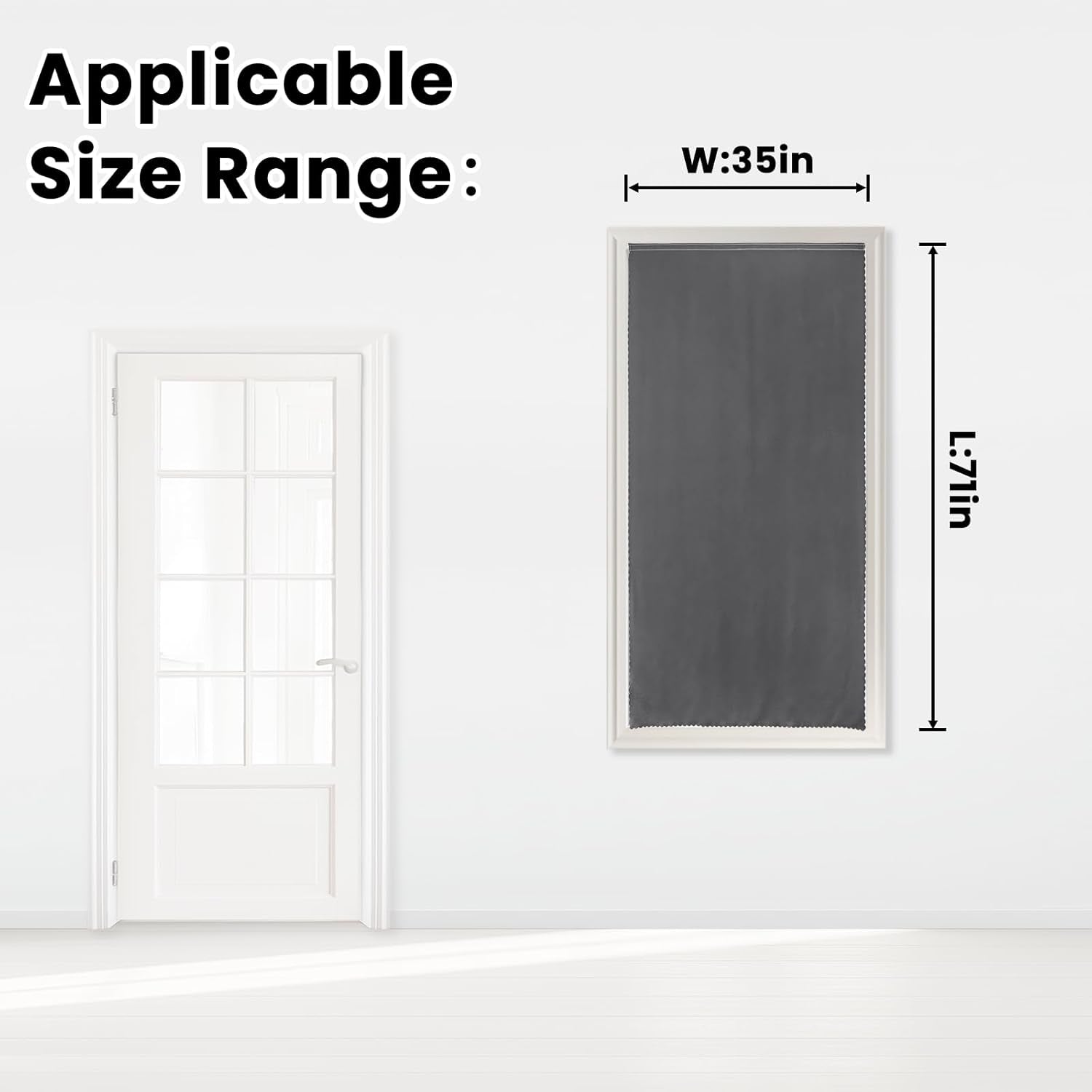 Magic Tape Stick on Curtains Window Shades Pull down Blackout Window Cover Blackout Curtains for Bedroom No Drillng Self Adhesive Curtains No Rod Small Curtain, 35" W X 71" L, Grey, 1 Panel