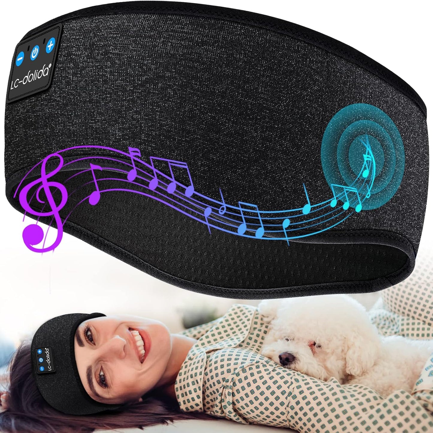 Sleep Headphones Headband Bluetooth 5.4, Headband Earphones Wireless with USB C Charge Port, Sleep Mask for Sleeping, Sports, Gifts, Workout, Jogging, Yoga, Insomnia, Air Travel, Meditation