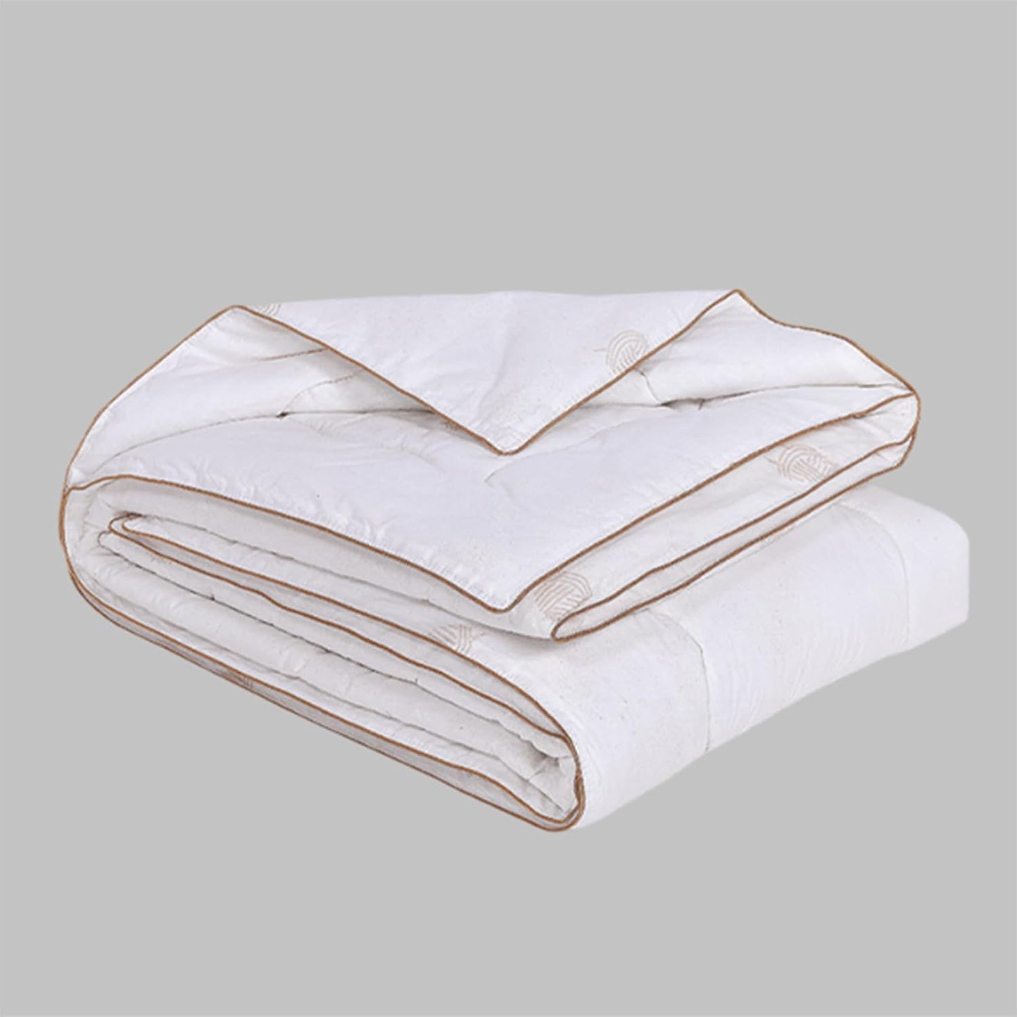 Wool Filled Comforter, 100% Cotton down Alternative Comforter, Embroidery Stitch Quilt Bedding, Made from Sheep Wool, Soft, Reversible, Breathable and Washable, off White, Queen Size